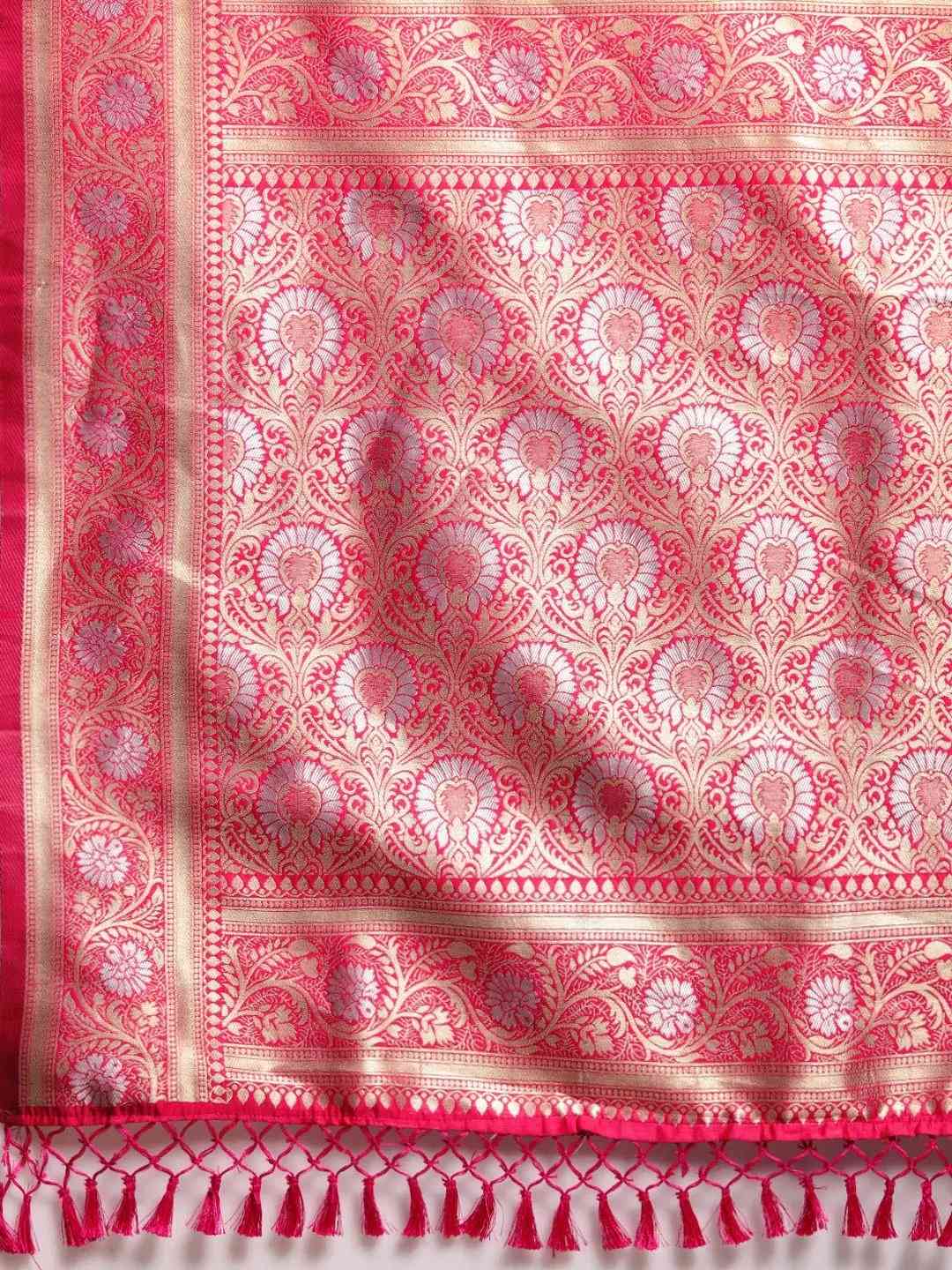 Pink Colour Pure Banarasi Silk Zari Woven Design Saree