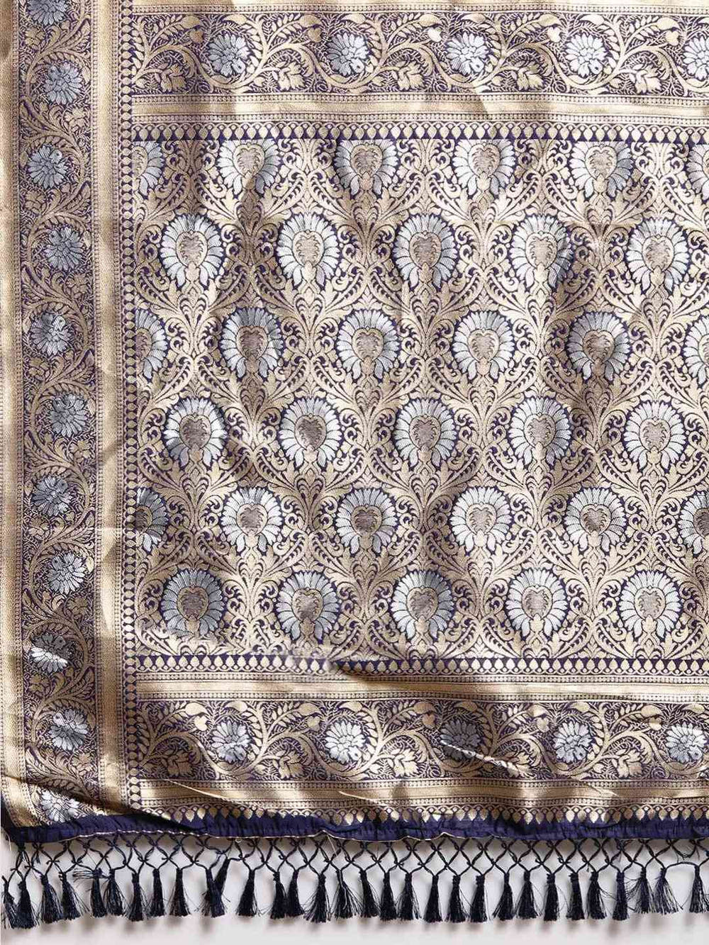 Navy Colour Pure Banarasi Silk Zari Woven Design Saree