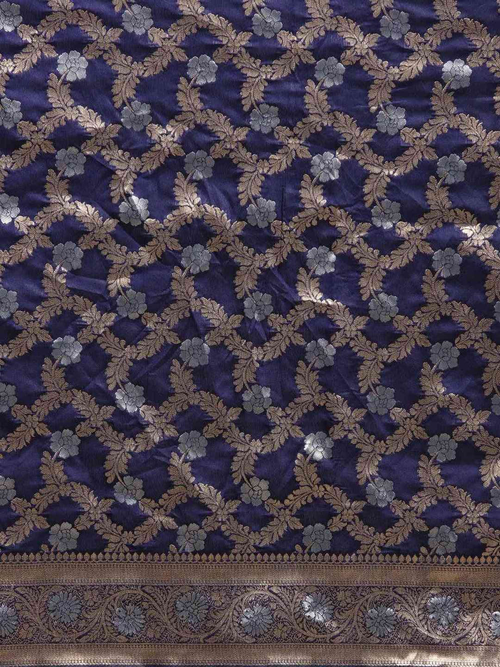 Navy Colour Pure Banarasi Silk Zari Woven Design Saree