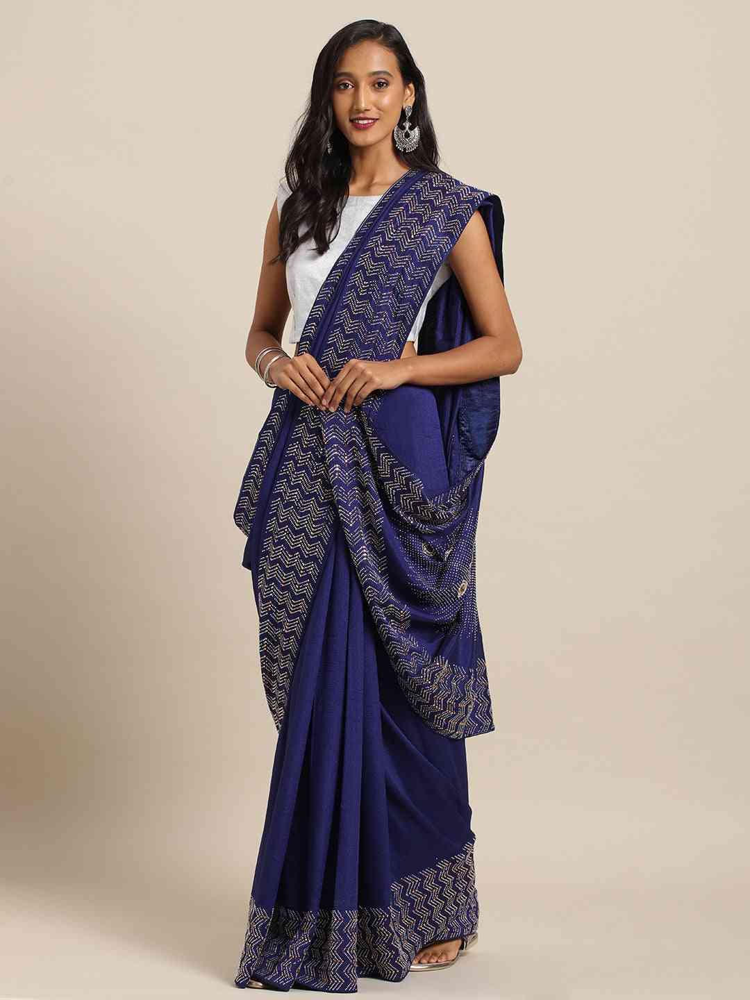 Latest Navy Colour Poly Silk Saree