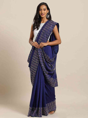Latest Navy Colour Poly Silk Saree