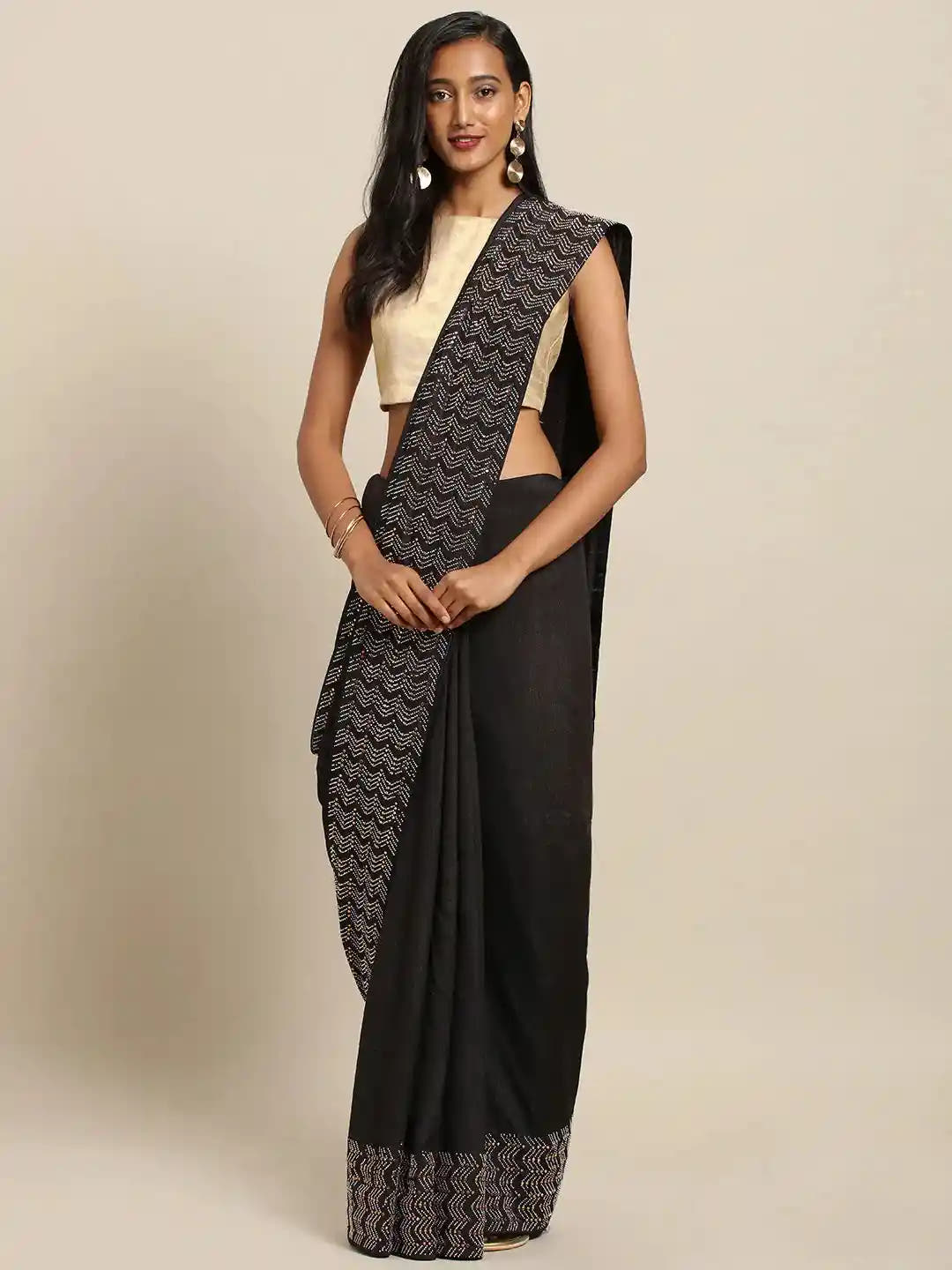 Latest Black Colour Poly Silk Saree