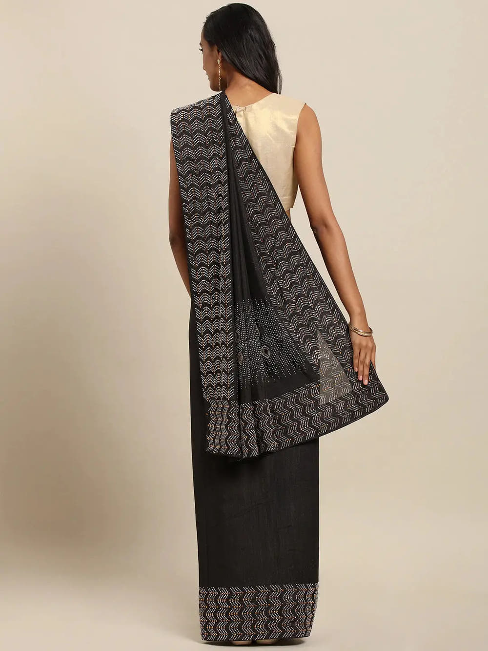 Latest Black Colour Poly Silk Saree