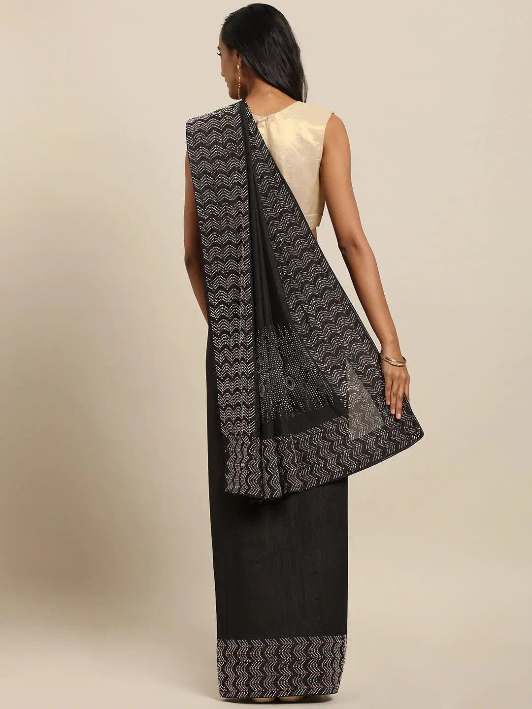 Latest Black Colour Poly Silk Saree